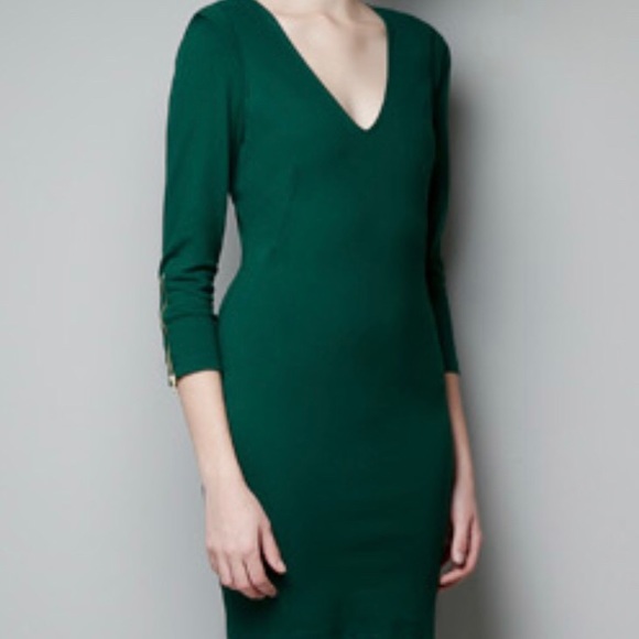 zara green bodycon dress